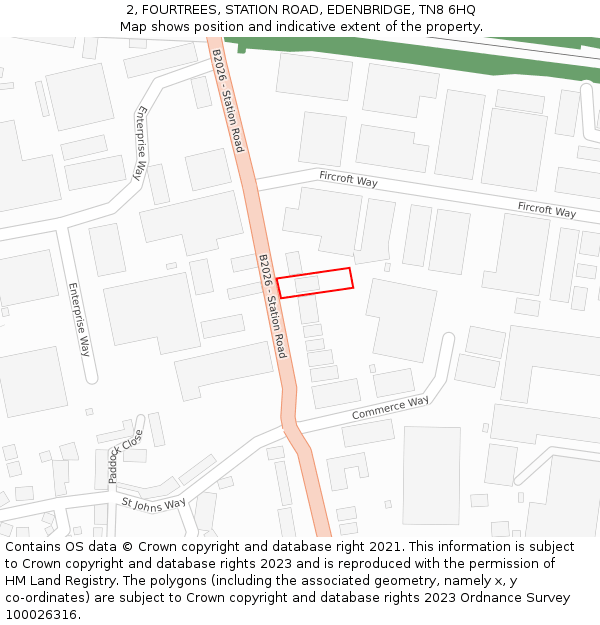 2, FOURTREES, STATION ROAD, EDENBRIDGE, TN8 6HQ: Location map and indicative extent of plot