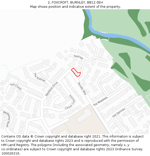 2, FOXCROFT, BURNLEY, BB12 0EH: Location map and indicative extent of plot