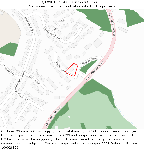 2, FOXHILL CHASE, STOCKPORT, SK2 5HJ: Location map and indicative extent of plot