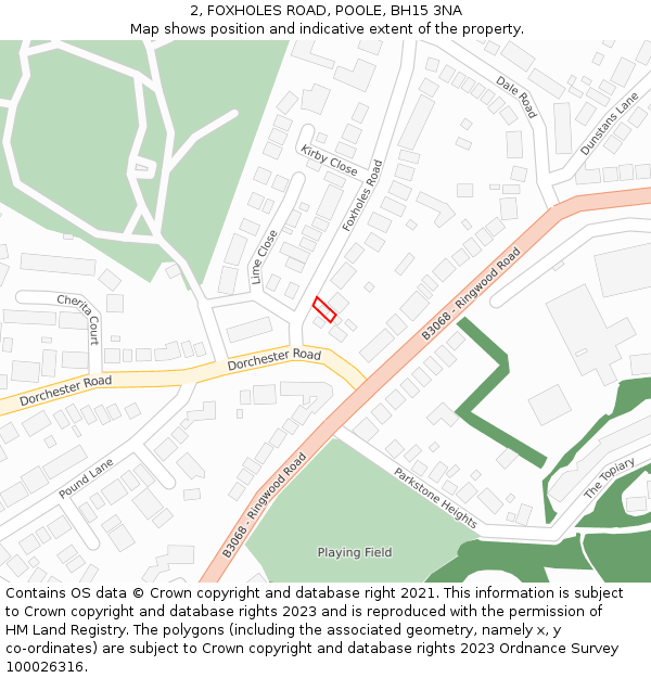 2, FOXHOLES ROAD, POOLE, BH15 3NA: Location map and indicative extent of plot