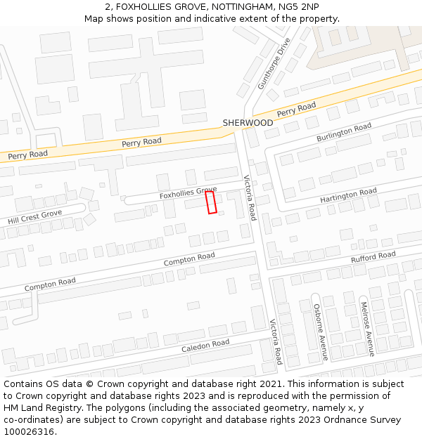 2, FOXHOLLIES GROVE, NOTTINGHAM, NG5 2NP: Location map and indicative extent of plot