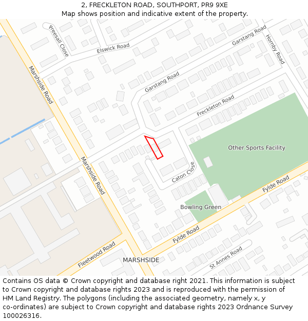 2, FRECKLETON ROAD, SOUTHPORT, PR9 9XE: Location map and indicative extent of plot