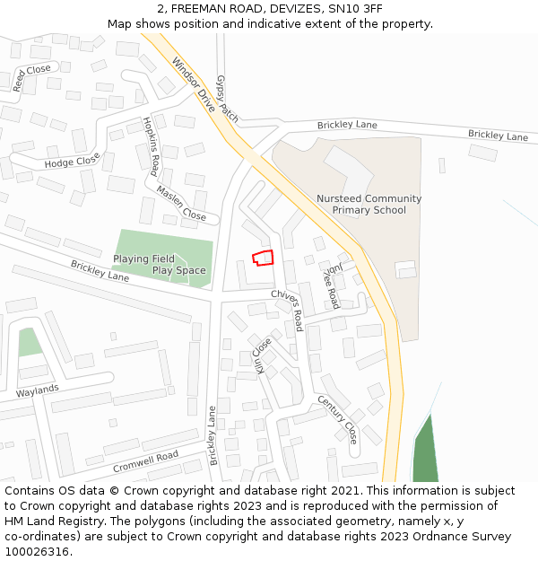 2, FREEMAN ROAD, DEVIZES, SN10 3FF: Location map and indicative extent of plot