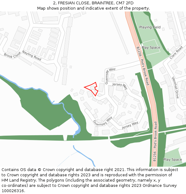 2, FRESIAN CLOSE, BRAINTREE, CM7 2FD: Location map and indicative extent of plot