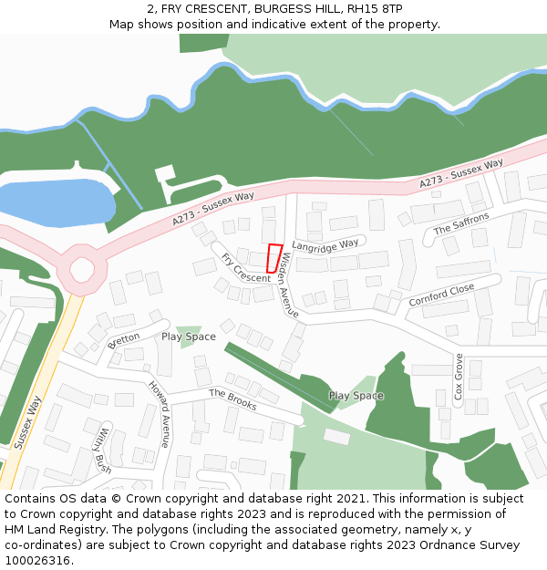 2, FRY CRESCENT, BURGESS HILL, RH15 8TP: Location map and indicative extent of plot