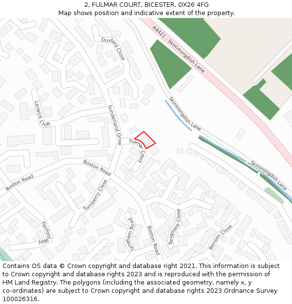 2, FULMAR COURT, BICESTER, OX26 4FG: Location map and indicative extent of plot