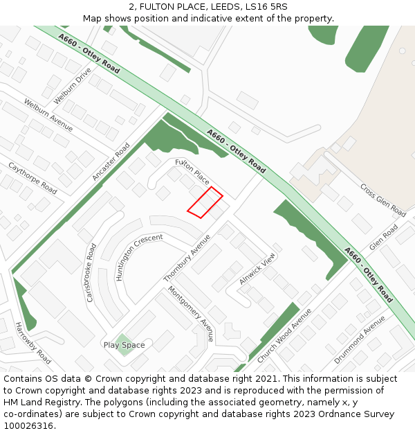 2, FULTON PLACE, LEEDS, LS16 5RS: Location map and indicative extent of plot