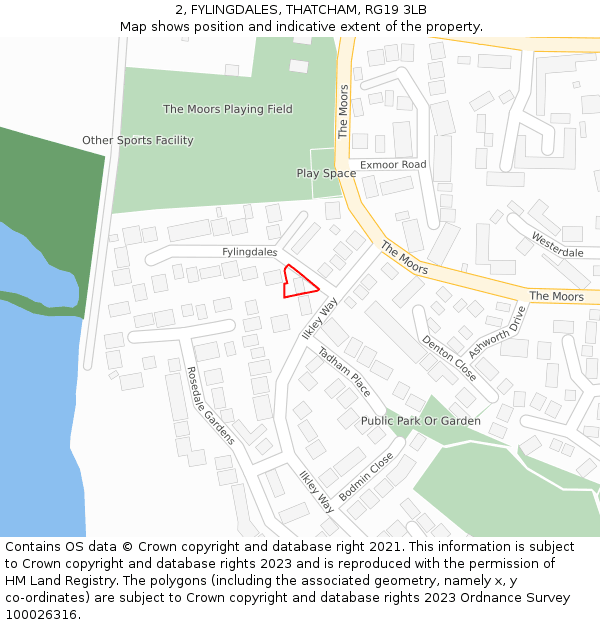 2, FYLINGDALES, THATCHAM, RG19 3LB: Location map and indicative extent of plot