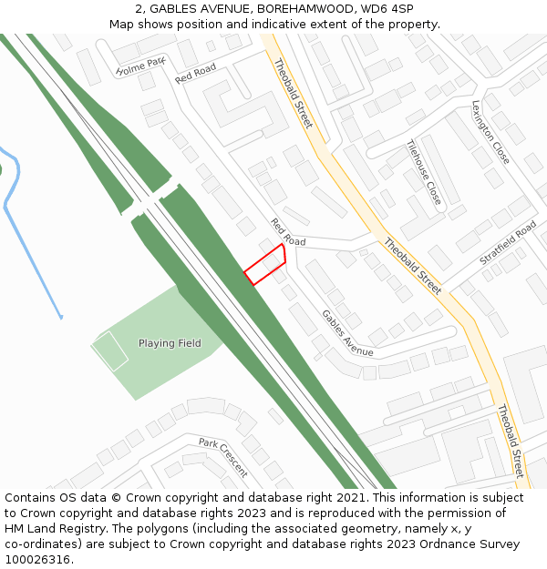 2, GABLES AVENUE, BOREHAMWOOD, WD6 4SP: Location map and indicative extent of plot