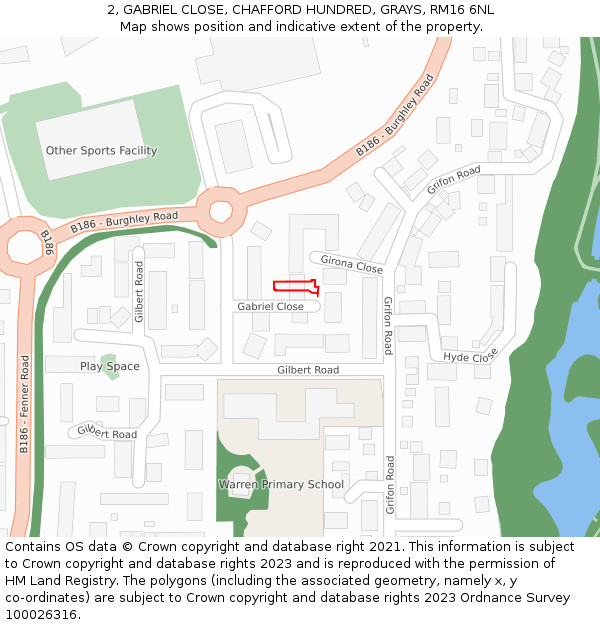 2, GABRIEL CLOSE, CHAFFORD HUNDRED, GRAYS, RM16 6NL: Location map and indicative extent of plot