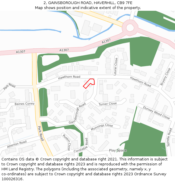 2, GAINSBOROUGH ROAD, HAVERHILL, CB9 7FE: Location map and indicative extent of plot