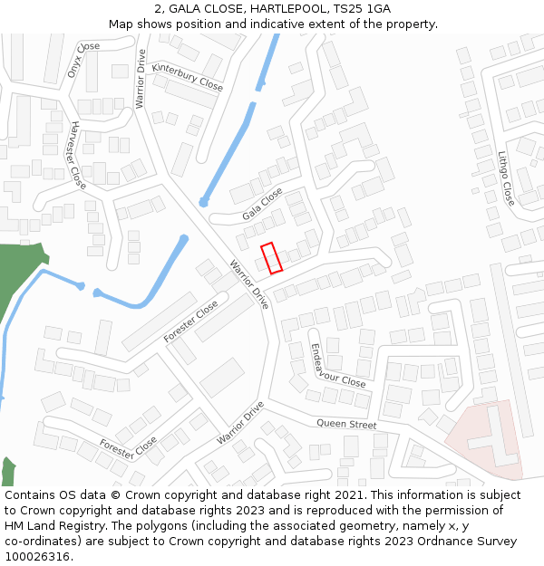 2, GALA CLOSE, HARTLEPOOL, TS25 1GA: Location map and indicative extent of plot