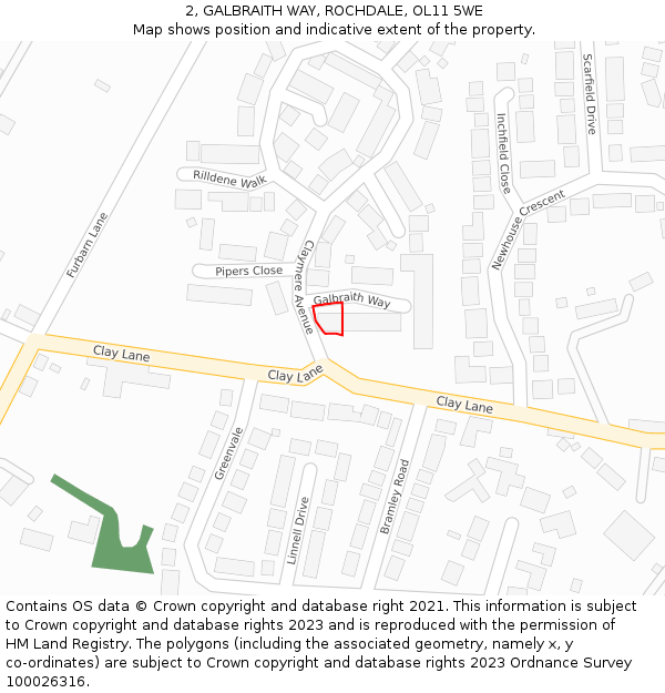 2, GALBRAITH WAY, ROCHDALE, OL11 5WE: Location map and indicative extent of plot