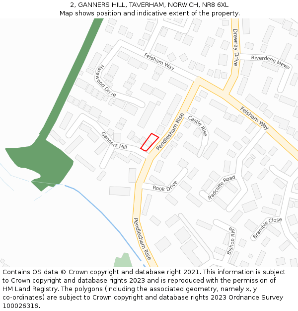 2, GANNERS HILL, TAVERHAM, NORWICH, NR8 6XL: Location map and indicative extent of plot