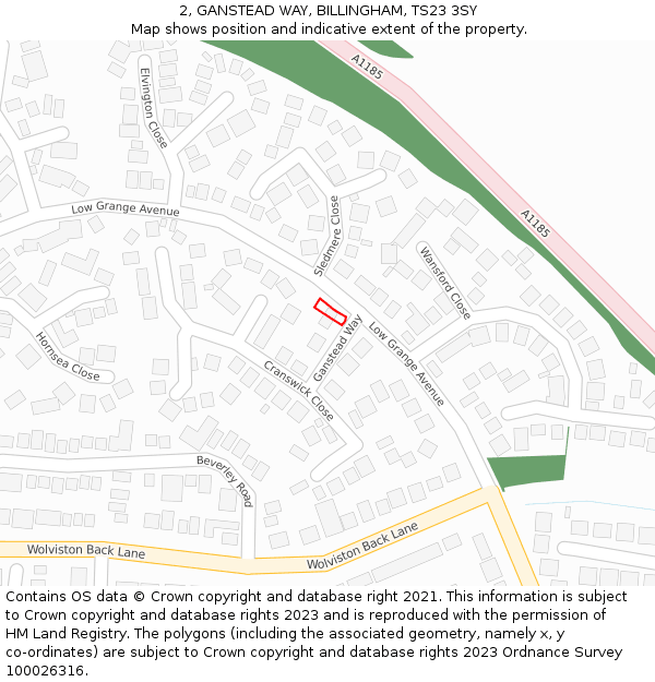 2, GANSTEAD WAY, BILLINGHAM, TS23 3SY: Location map and indicative extent of plot