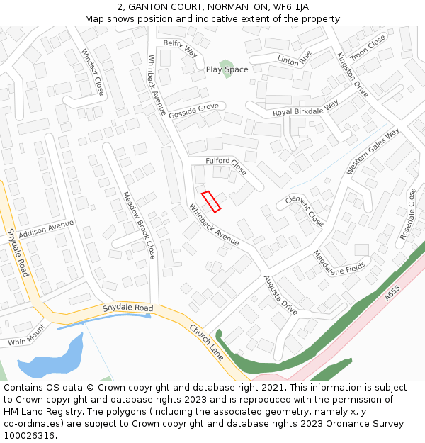 2, GANTON COURT, NORMANTON, WF6 1JA: Location map and indicative extent of plot