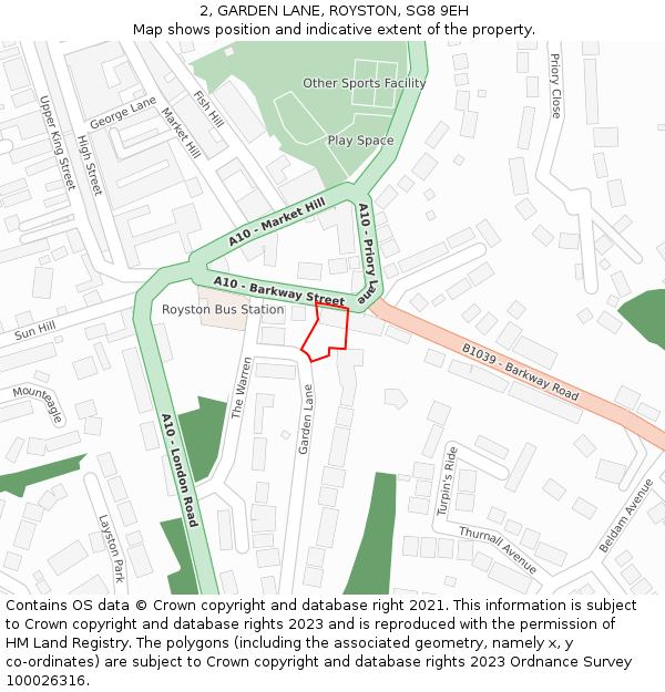 2, GARDEN LANE, ROYSTON, SG8 9EH: Location map and indicative extent of plot