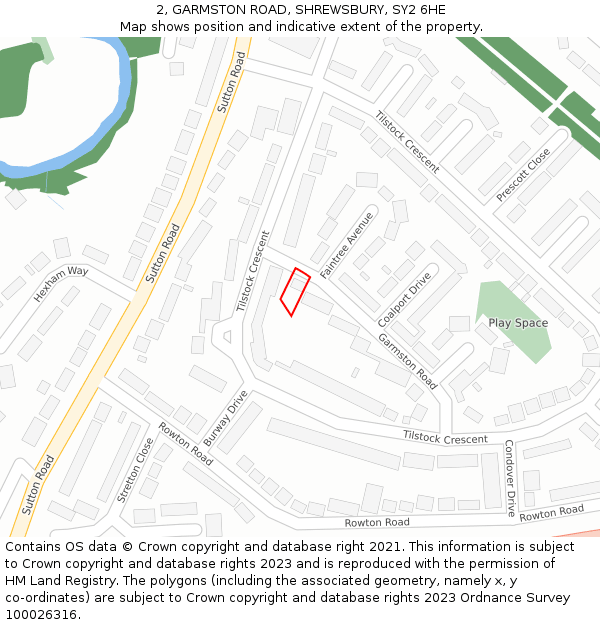 2, GARMSTON ROAD, SHREWSBURY, SY2 6HE: Location map and indicative extent of plot