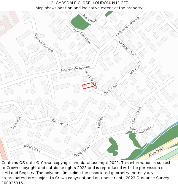 2, GARSDALE CLOSE, LONDON, N11 3EF: Location map and indicative extent of plot