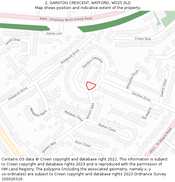 2, GARSTON CRESCENT, WATFORD, WD25 0LD: Location map and indicative extent of plot