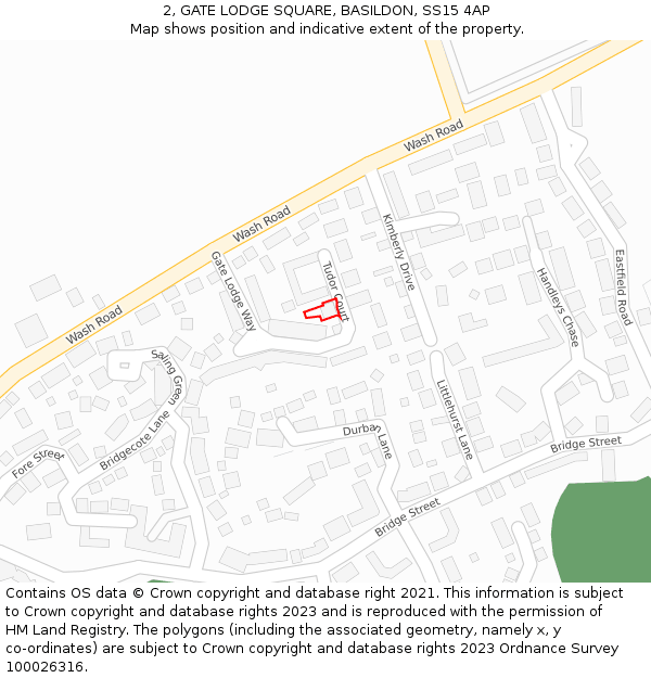 2, GATE LODGE SQUARE, BASILDON, SS15 4AP: Location map and indicative extent of plot