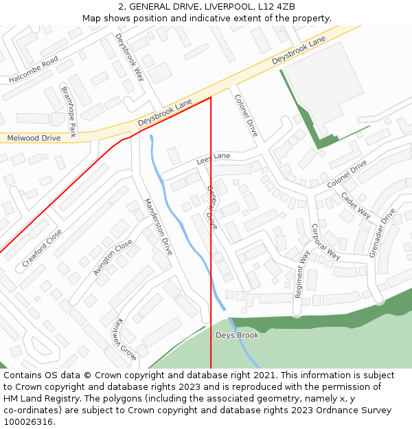 2, GENERAL DRIVE, LIVERPOOL, L12 4ZB: Location map and indicative extent of plot