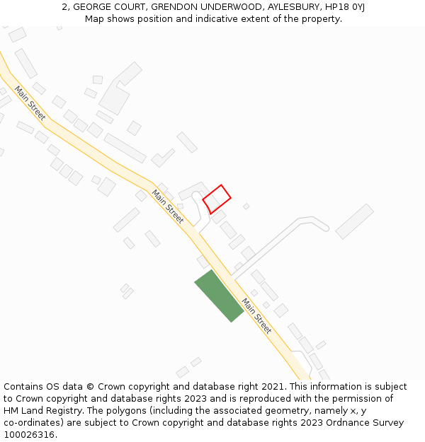 2, GEORGE COURT, GRENDON UNDERWOOD, AYLESBURY, HP18 0YJ: Location map and indicative extent of plot
