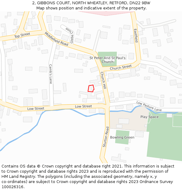 2, GIBBONS COURT, NORTH WHEATLEY, RETFORD, DN22 9BW: Location map and indicative extent of plot