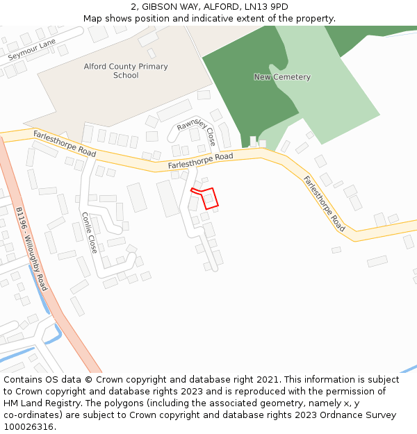 2, GIBSON WAY, ALFORD, LN13 9PD: Location map and indicative extent of plot