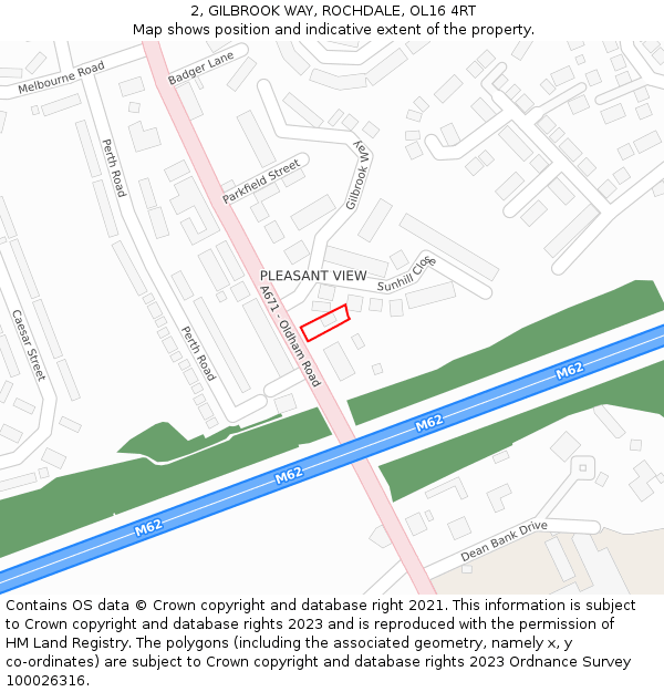 2, GILBROOK WAY, ROCHDALE, OL16 4RT: Location map and indicative extent of plot