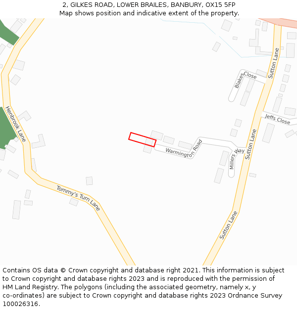 2, GILKES ROAD, LOWER BRAILES, BANBURY, OX15 5FP: Location map and indicative extent of plot