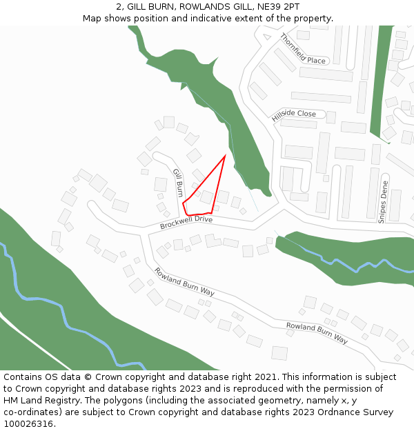 2, GILL BURN, ROWLANDS GILL, NE39 2PT: Location map and indicative extent of plot