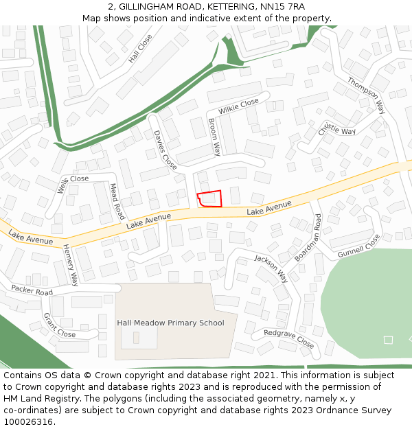 2, GILLINGHAM ROAD, KETTERING, NN15 7RA: Location map and indicative extent of plot