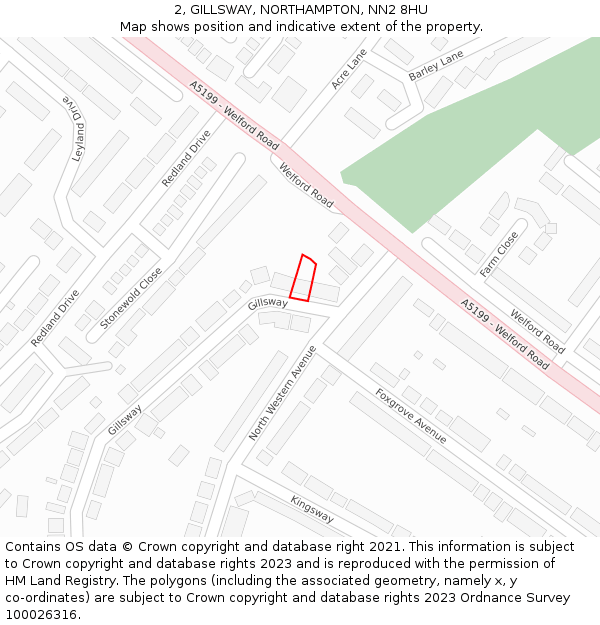 2, GILLSWAY, NORTHAMPTON, NN2 8HU: Location map and indicative extent of plot