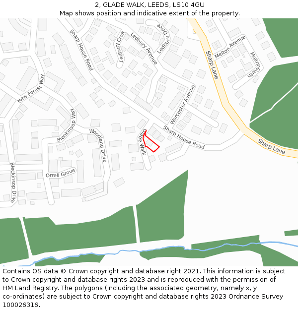 2, GLADE WALK, LEEDS, LS10 4GU: Location map and indicative extent of plot