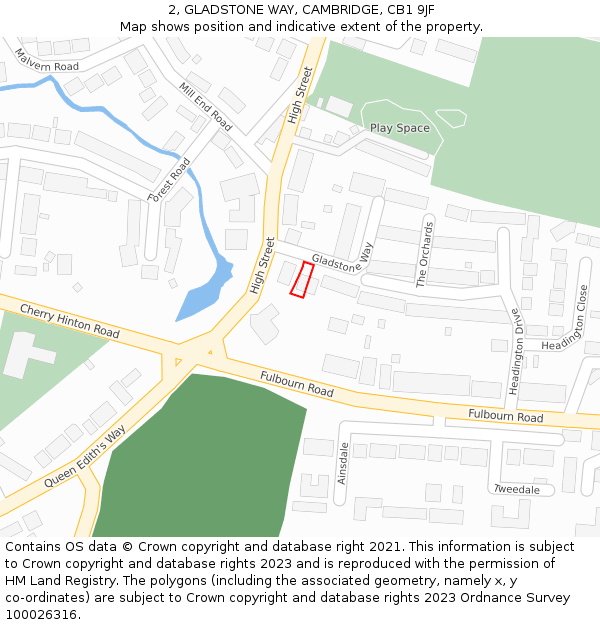 2, GLADSTONE WAY, CAMBRIDGE, CB1 9JF: Location map and indicative extent of plot