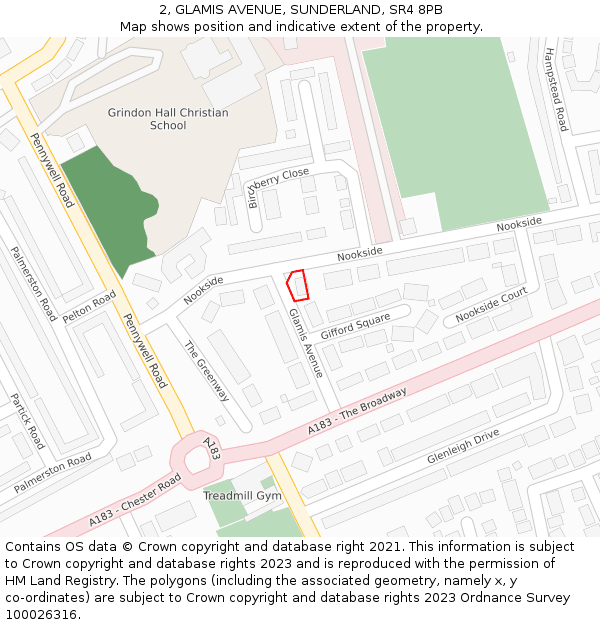 2, GLAMIS AVENUE, SUNDERLAND, SR4 8PB: Location map and indicative extent of plot