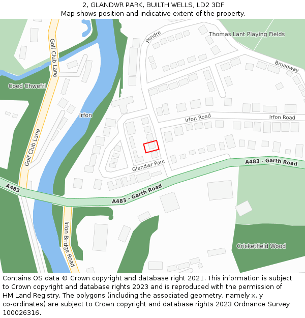 2, GLANDWR PARK, BUILTH WELLS, LD2 3DF: Location map and indicative extent of plot