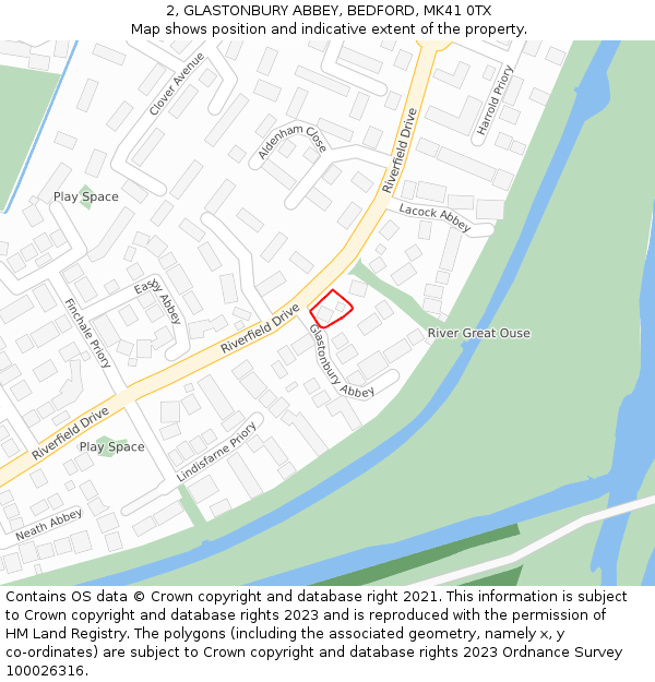 2, GLASTONBURY ABBEY, BEDFORD, MK41 0TX: Location map and indicative extent of plot