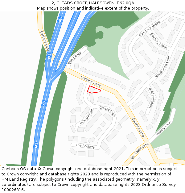 2, GLEADS CROFT, HALESOWEN, B62 0QA: Location map and indicative extent of plot