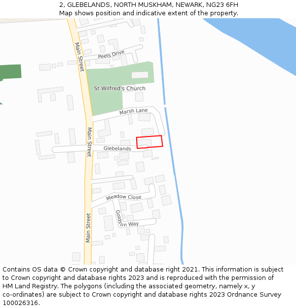 2, GLEBELANDS, NORTH MUSKHAM, NEWARK, NG23 6FH: Location map and indicative extent of plot