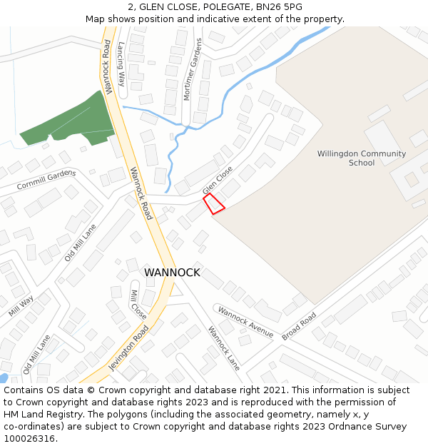 2, GLEN CLOSE, POLEGATE, BN26 5PG: Location map and indicative extent of plot