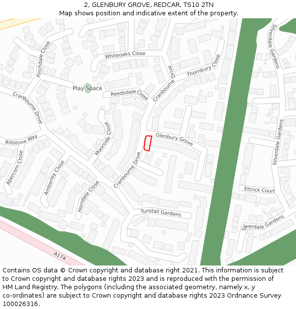 2, GLENBURY GROVE, REDCAR, TS10 2TN: Location map and indicative extent of plot