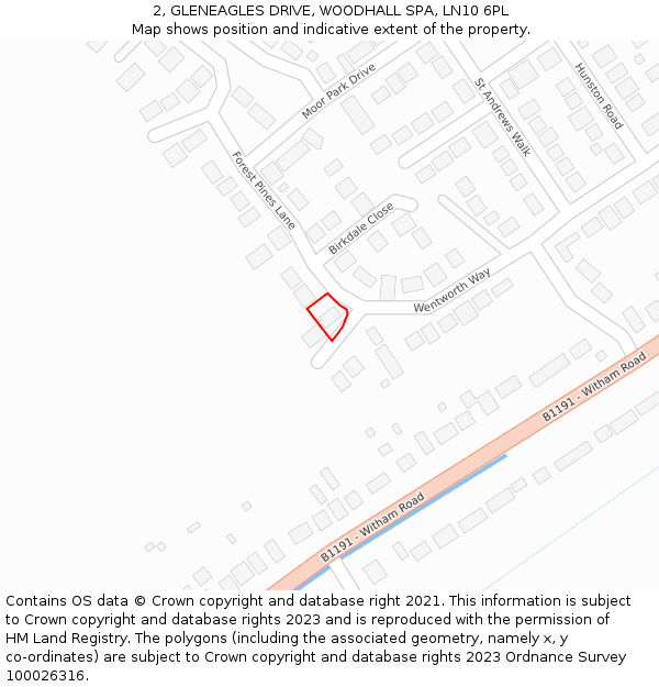 2, GLENEAGLES DRIVE, WOODHALL SPA, LN10 6PL: Location map and indicative extent of plot