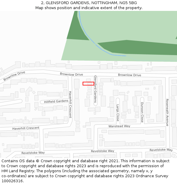 2, GLENSFORD GARDENS, NOTTINGHAM, NG5 5BG: Location map and indicative extent of plot