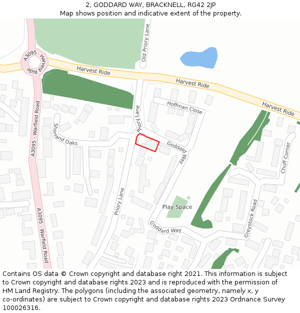 2, GODDARD WAY, BRACKNELL, RG42 2JP: Location map and indicative extent of plot