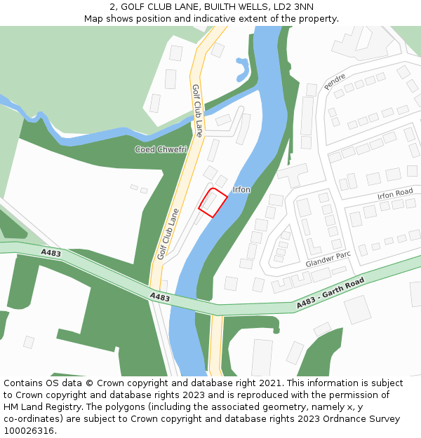 2, GOLF CLUB LANE, BUILTH WELLS, LD2 3NN: Location map and indicative extent of plot