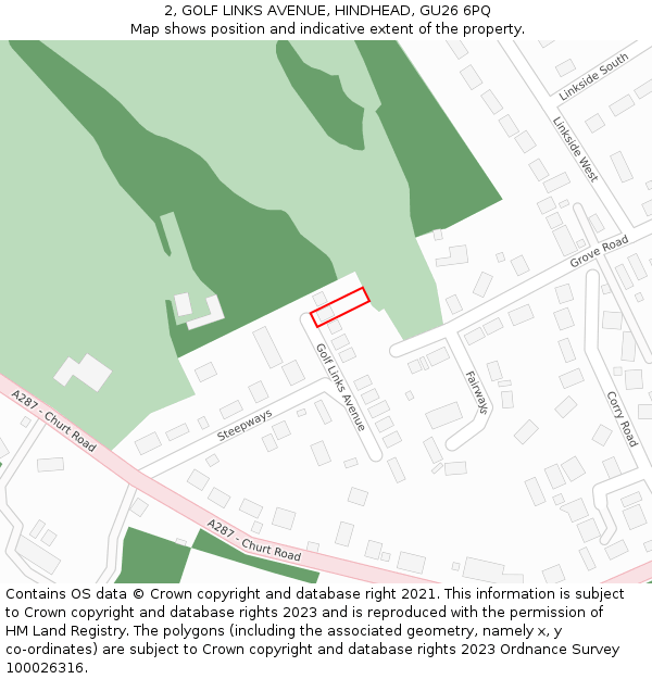 2, GOLF LINKS AVENUE, HINDHEAD, GU26 6PQ: Location map and indicative extent of plot