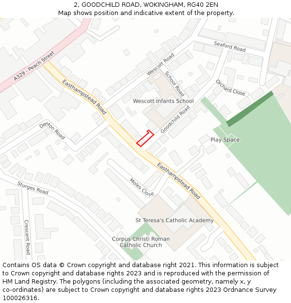 2, GOODCHILD ROAD, WOKINGHAM, RG40 2EN: Location map and indicative extent of plot
