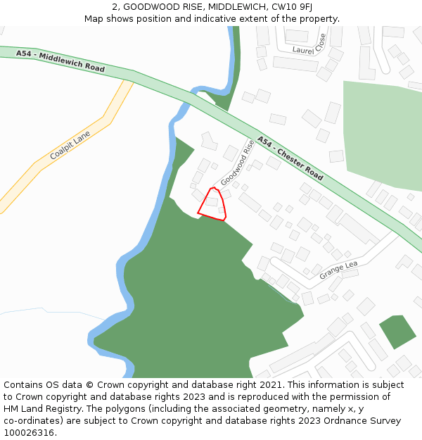 2, GOODWOOD RISE, MIDDLEWICH, CW10 9FJ: Location map and indicative extent of plot